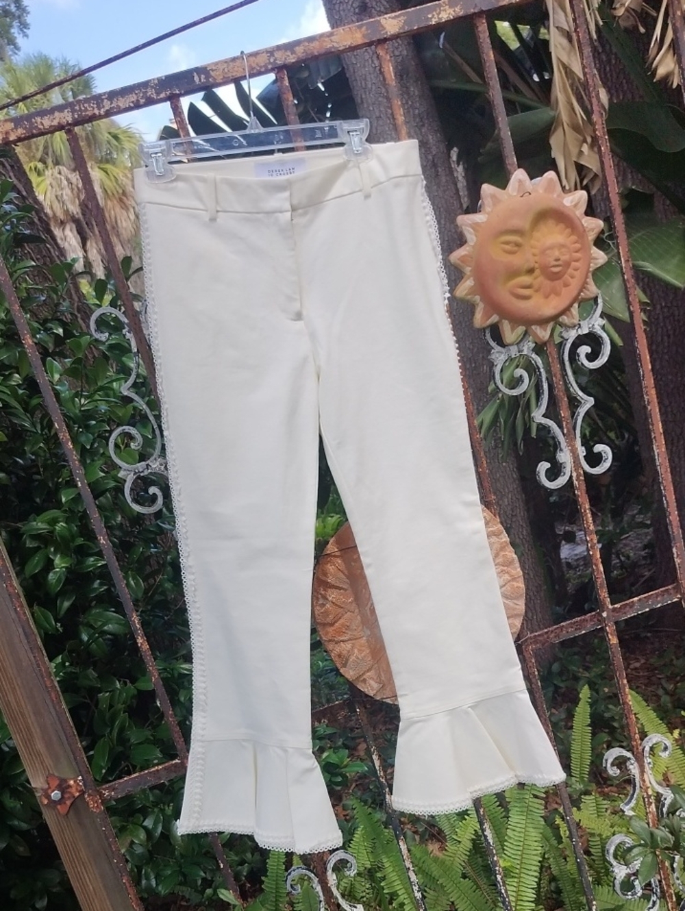 Derek Lam 10 Crosby Cream Flare-Hem Jeans with Side Trim $395 Size 6